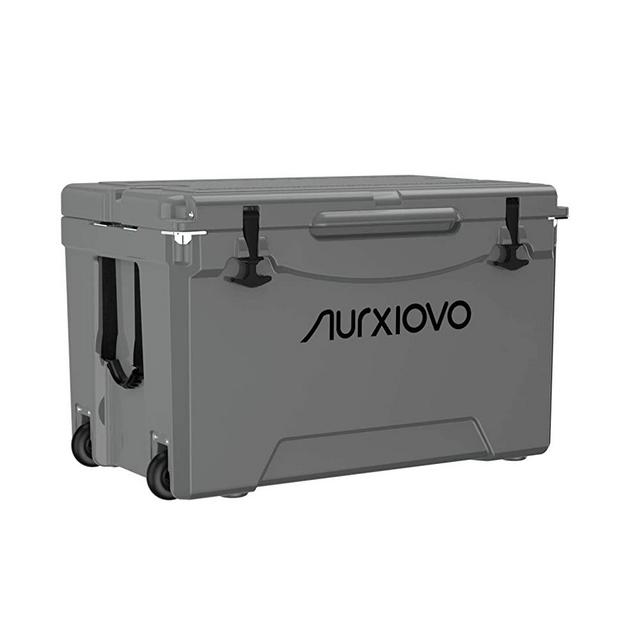 Nurxiovo 75 QT Cooler Heavy Duty Ice Chest Keeps Ice up to 7 Days Ideal for BBQs, Fishing, Camping, Hiking, Picnic, Traveling, Tailgating Outdoor Activities, Polyethylene, Haze Grey