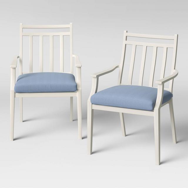 Fairmont 2pk Stationary Patio Dining Chairs - White/Chambray - Threshold™