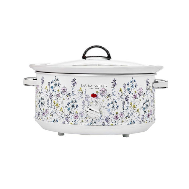 Laura Ashley Slow Cooker 6.8 Quart - Large Slow Cooker 6.8 qt for 8 to 10 People - Energy Efficient Slow Cookers with 3 Heat Settings - Dishwasher Safe Removeable Ceramic Crock & Tempered Glass Lid