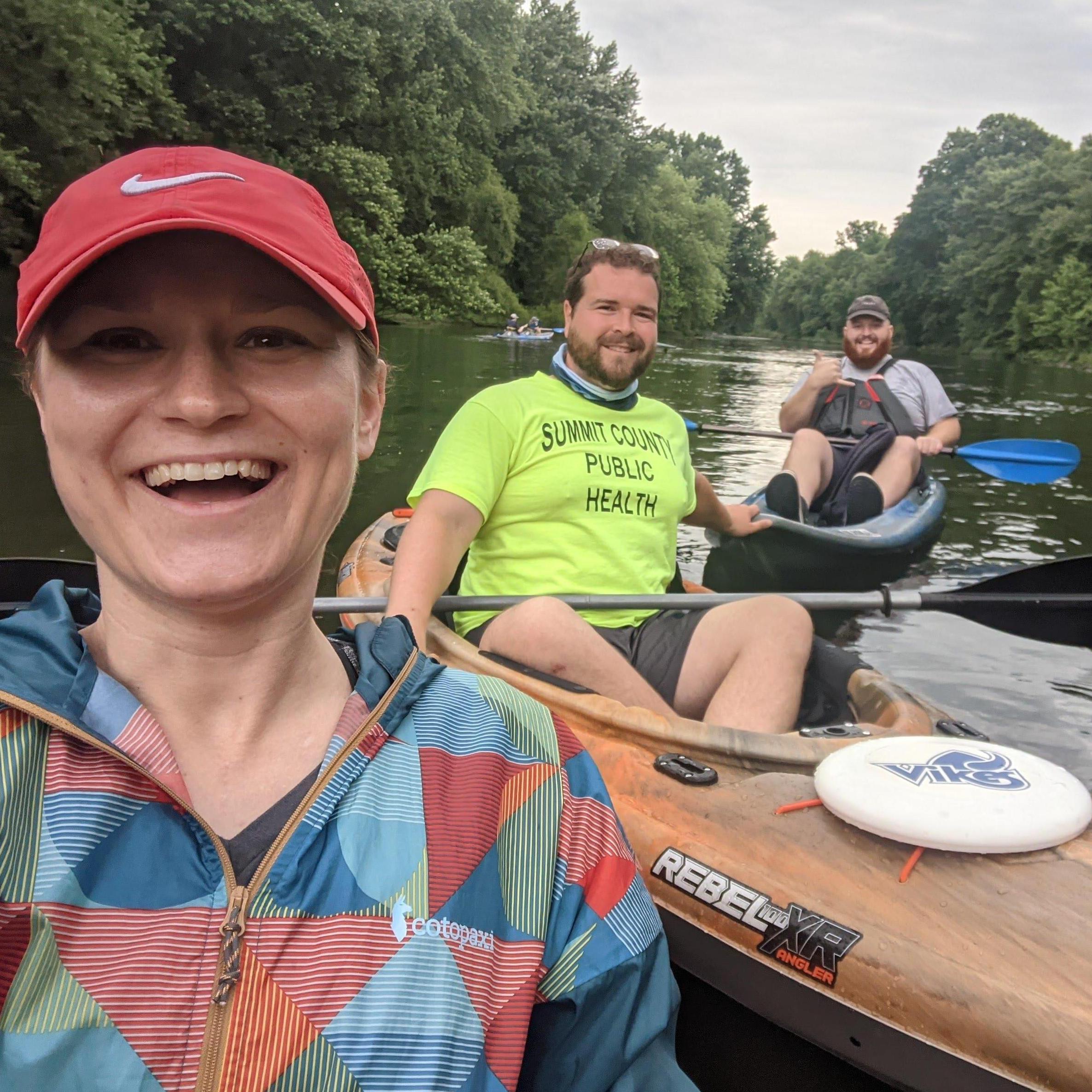 Kayaking with friends on the Cuyahoga river.