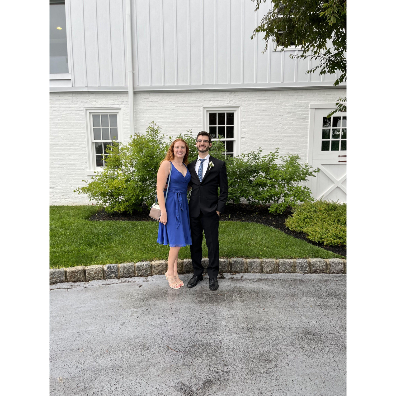 Us at his sister Anastasia's wedding, six months dating.