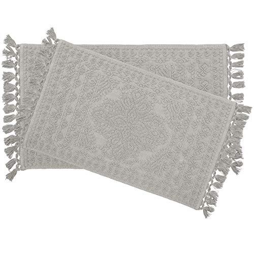 French Connection Bath Rugs, 17 in. x 24 in./20 in. x 34 in, Medium Grey