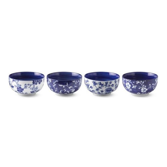 Japanese Garden Large Bowls, Mixed Set of 4