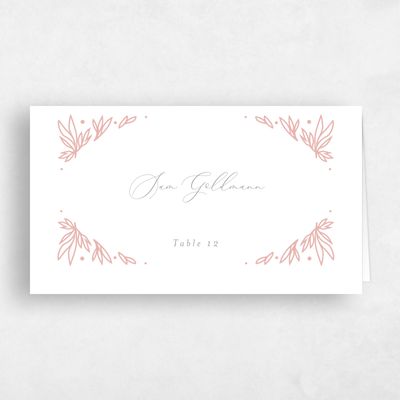 Dusty Peach, Pink Wedding Place Card - Poplar
