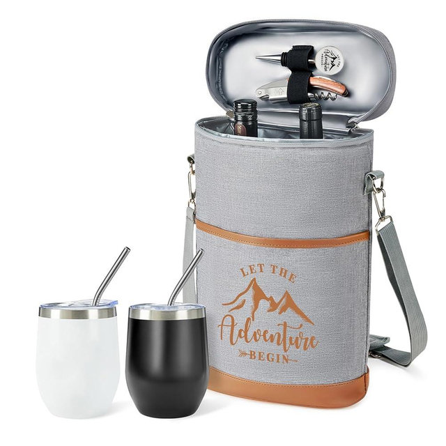 AW BRIDAL Wine Gifts Bag Insulation Wine Cooler bag, Versatility Wine Carrier Tote with 2 Wine Tumblers, Wine Gifts for Women Birthday Gifts for Sister