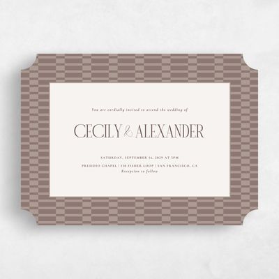 Brown Ticket Wedding Invitation - Jody Landscape