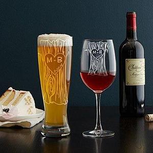 Personalized Tree Trunk Glassware Duo