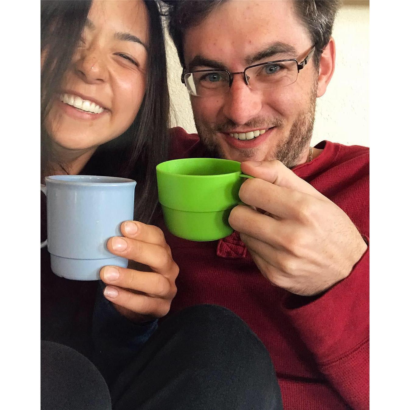 Coffee in the wrangle room. Mike's first day in Yellowstone!