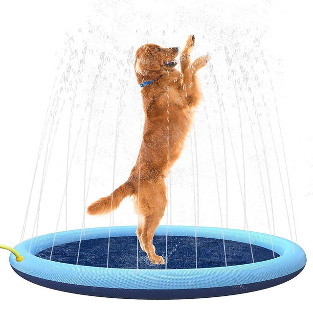 Splash Sprinkler Pad for Dogs Kids,79’’ Thicken Dog Pool with Sprinkler,Pet Outdoor Play Water Mat Toys for Dogs Cats and Kiddie