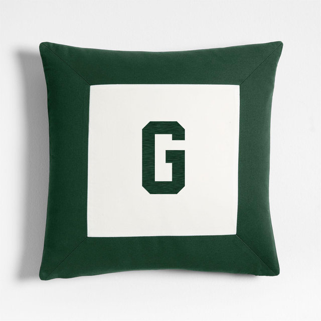 Personalized Legacy Border Organic Cotton Monogrammable 20"x20" Vintage Green Throw Pillow Cover