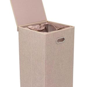 BirdRock Home Single Laundry Hamper with Lid and Removable Liner | Linen | Easily Transport Laundry | Foldable Hamper | Cut Out Handles