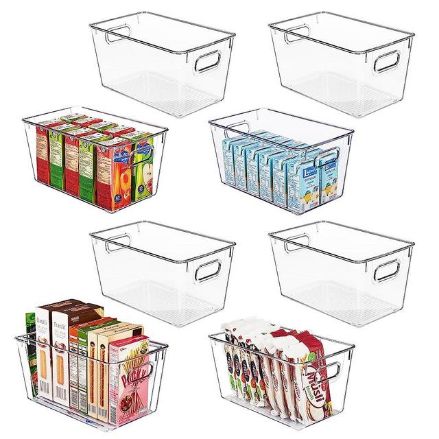 YIHONG Medium Clear Storage Bins,Clear Organizing Bins Set of 8, Plastic Containers Built in Handles,Perfect for Pantry, Kitchen, Freezer, Undersink, Cabinet Storage, Bathroom, Laundry Organizer