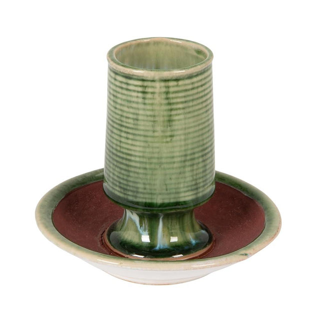 Creative Co-Op Stoneware Match Holder with Striker Plate, Reactive Glaze, Green (Each One Will Vary)