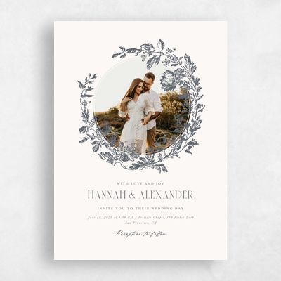 Charcoal, Beige Wedding Invitation - Treviso Photo