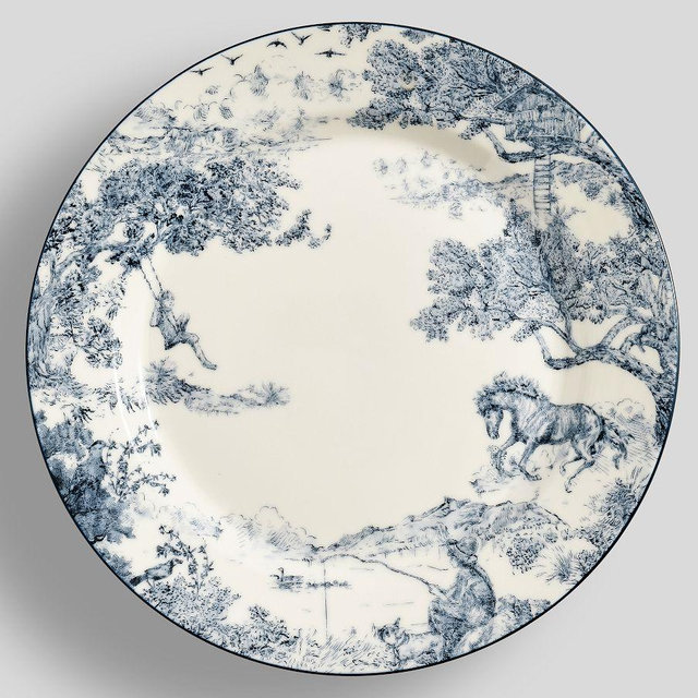 Brandon Maxwell Groveland Toile Dinner Plates, Set of 4 - Black/White