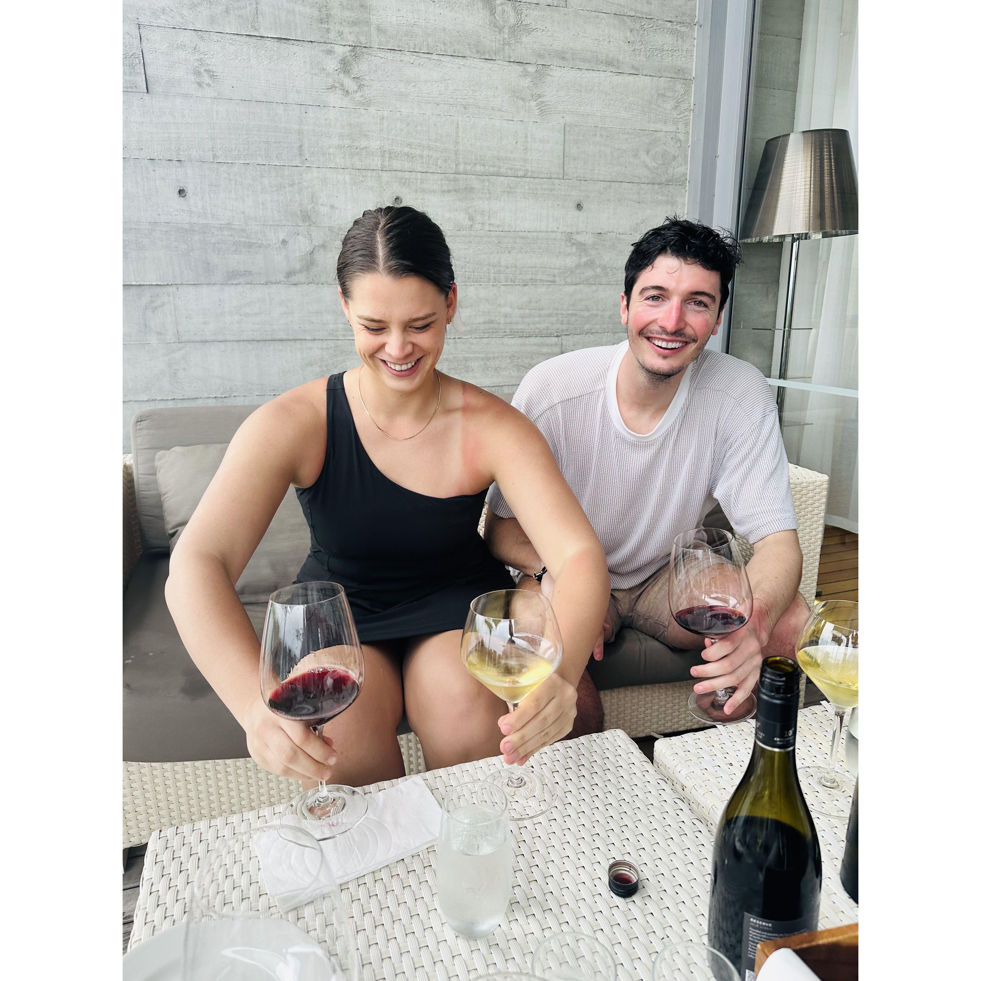 Winery in New Zealand after we got poured on when we were biking
