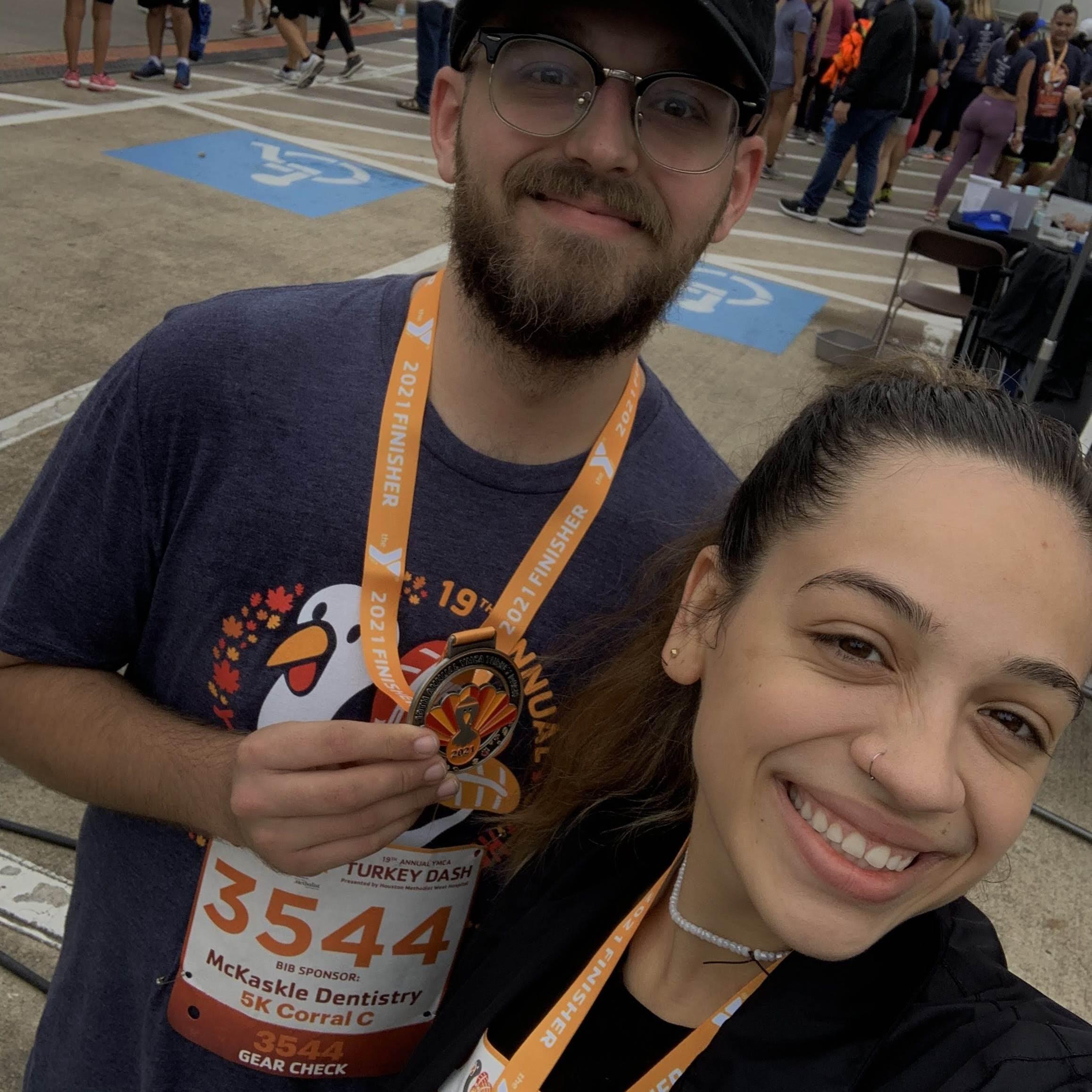 dragged him to run a 5k before stuffing our faces in turkey!!