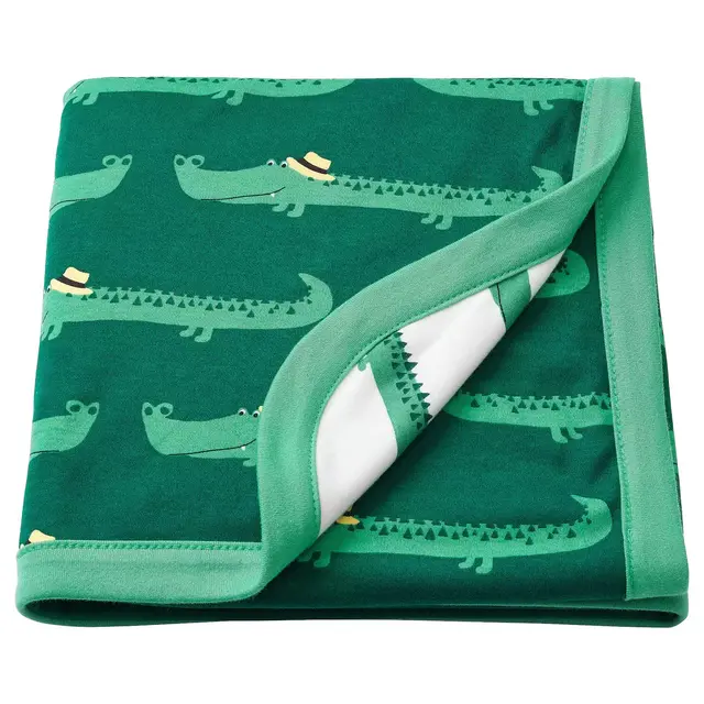 RÖRANDEBaby blanket, crocodile/green32x39 "