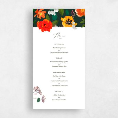 Dark Forest, Green Wedding Menu - Blossom