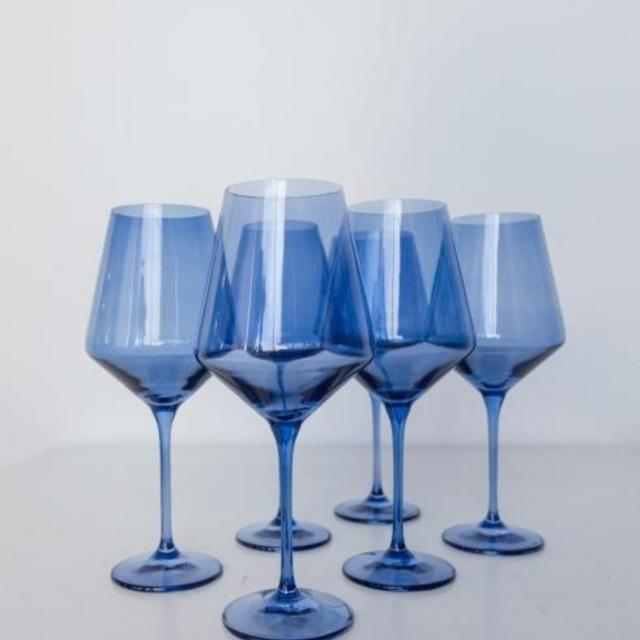 Estelle Colored Glass Stemware ~ Cobalt Blue Wine Glass