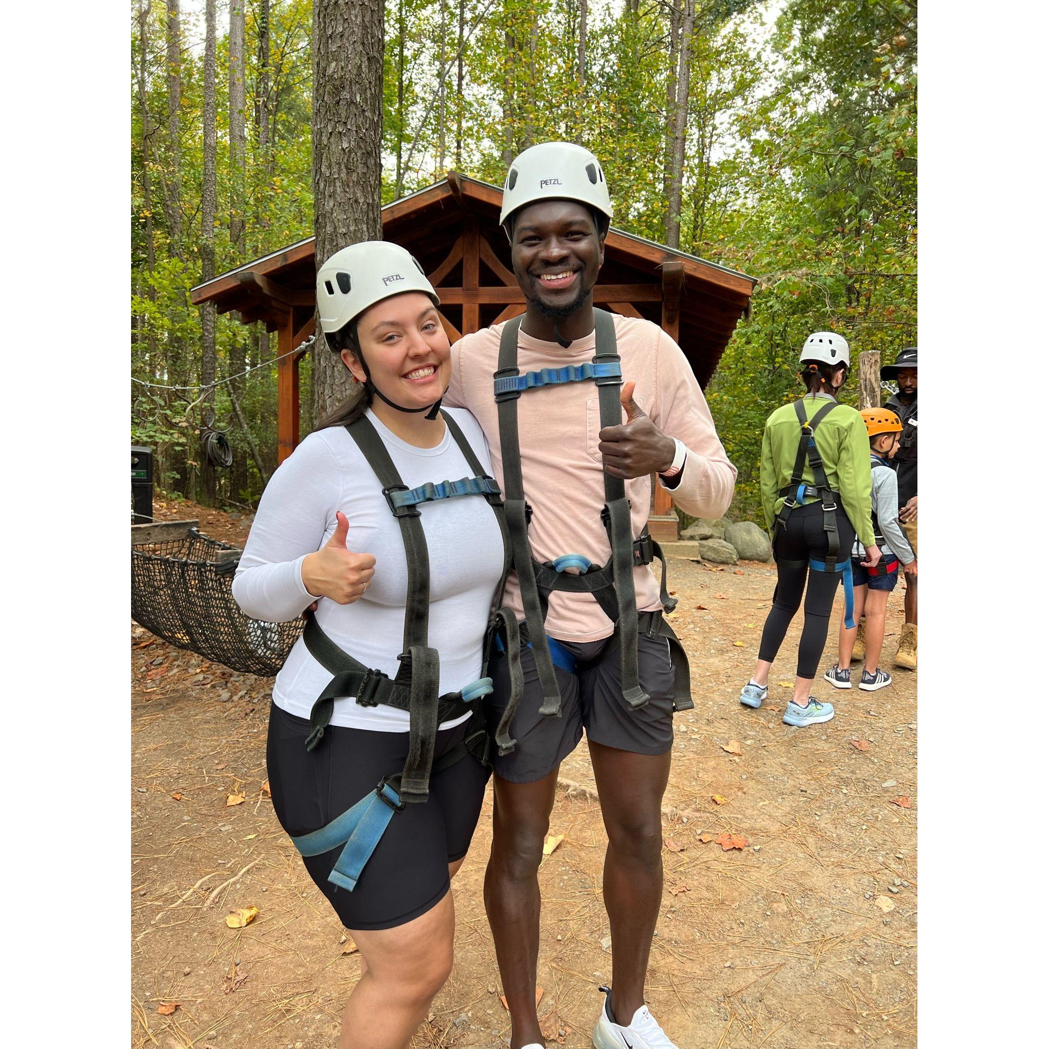 During their first ropes course E continued to remain brave and help a very anxious Kendra across the ropes with his encouraging words.