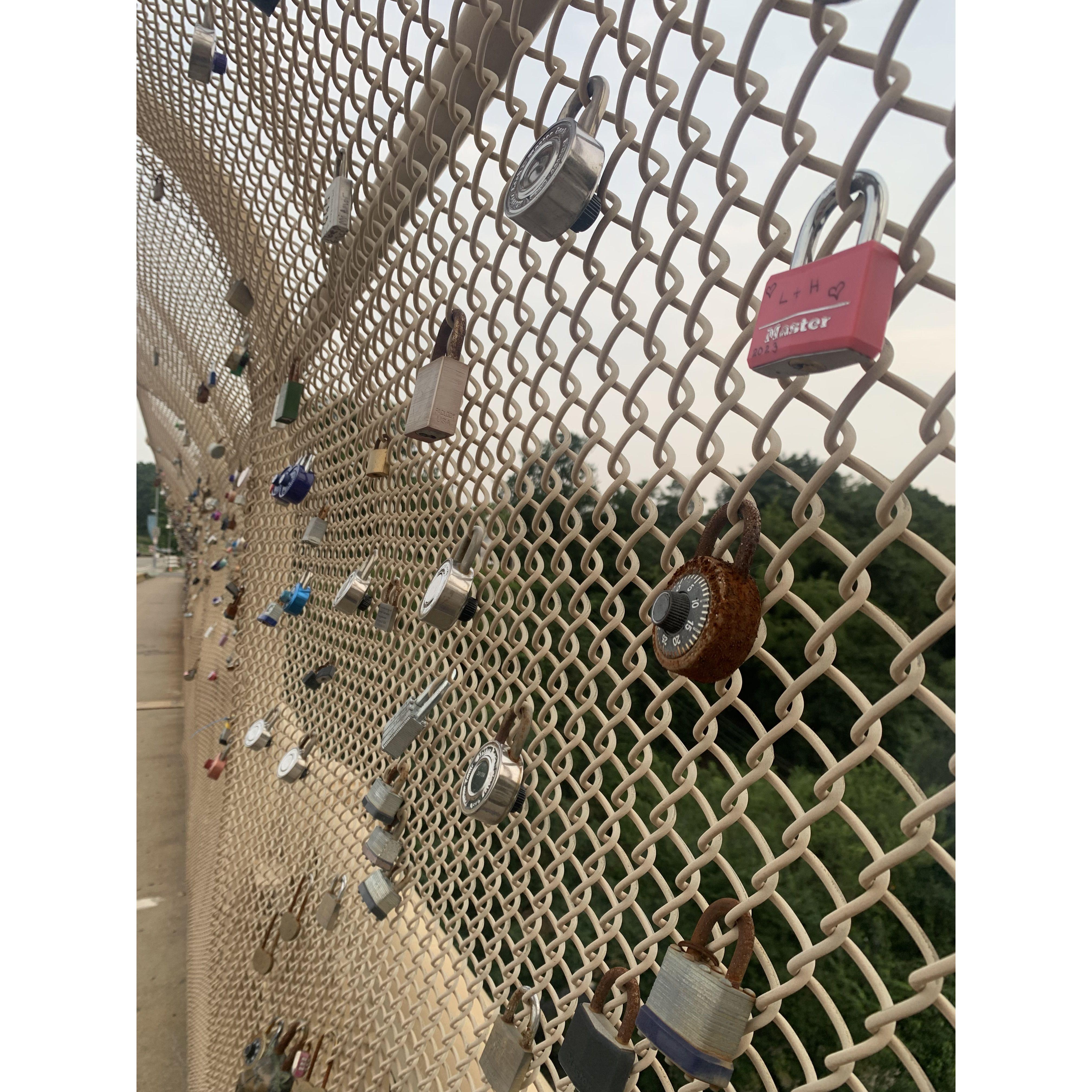 Haley and Lexie's "love lock" on the famous bridge on Pitt's Campus in Oakland