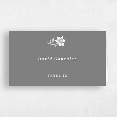 Gray, Grey Wedding Place Card - Petal