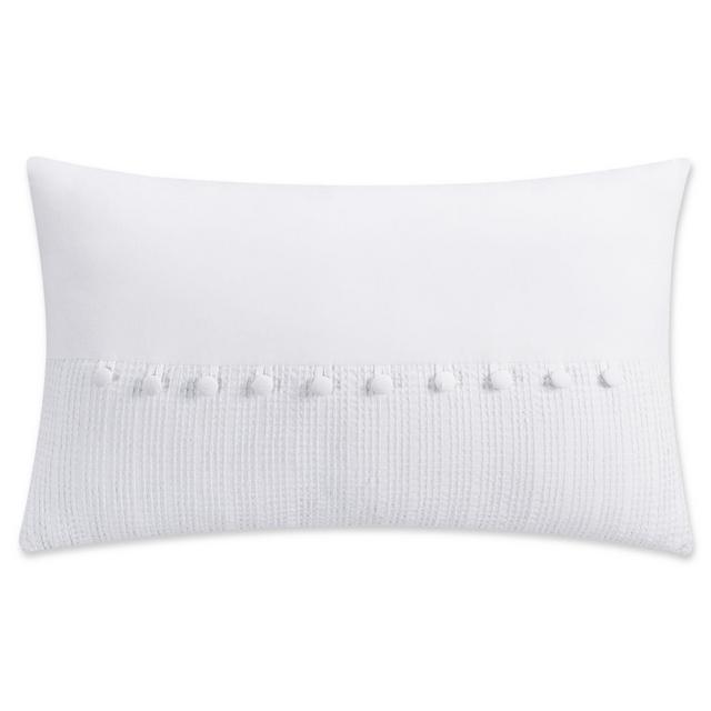 Bridge Street Bianca Pom Pom Oblong Throw Pillow in White