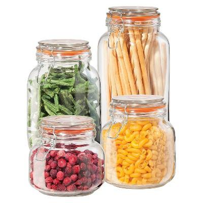 OGGI Clear Canister Airtight 59oz - Clamp Lid & Spoon - Airtight