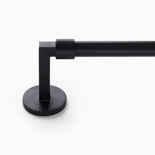 Theon Mixed Shapes Adjustable Curtain Rod Single Rod 60"-108" Metal Dark Bronze
