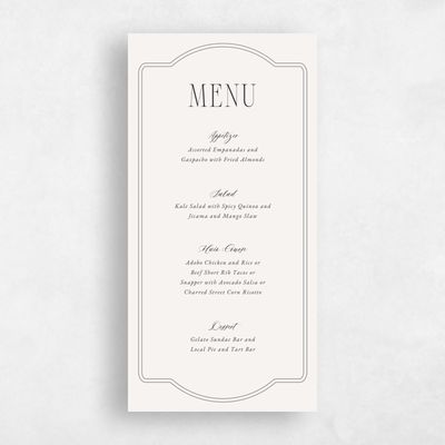 Beige Standard Wedding Menu - Ivette