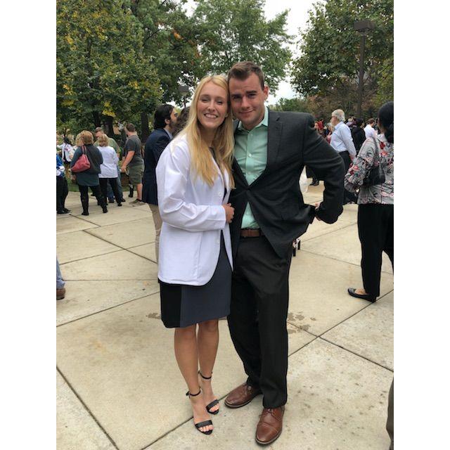 The young couple all bright-eyed and bushy tailed before knowing what it truly means to be in the medical field...
