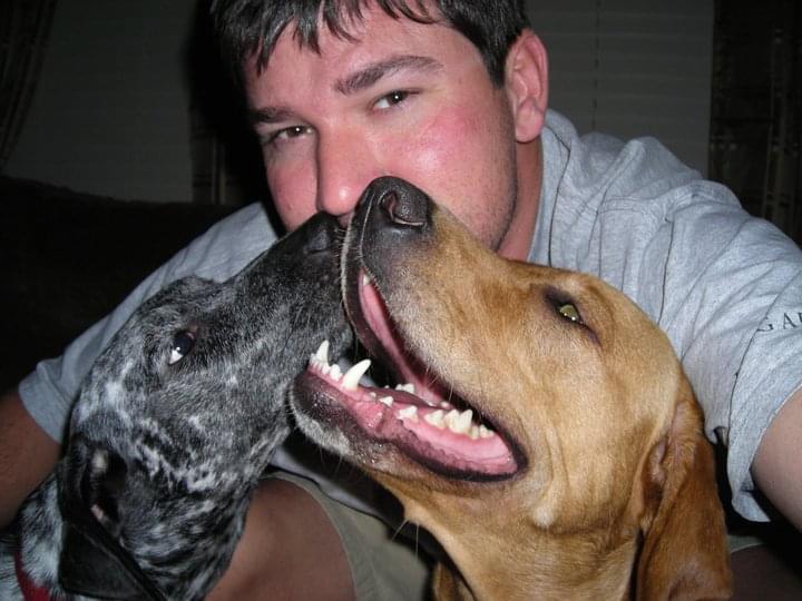 The bride’s Gunkle and two of her favorite dogs. Sadie lady and Amber Eve.