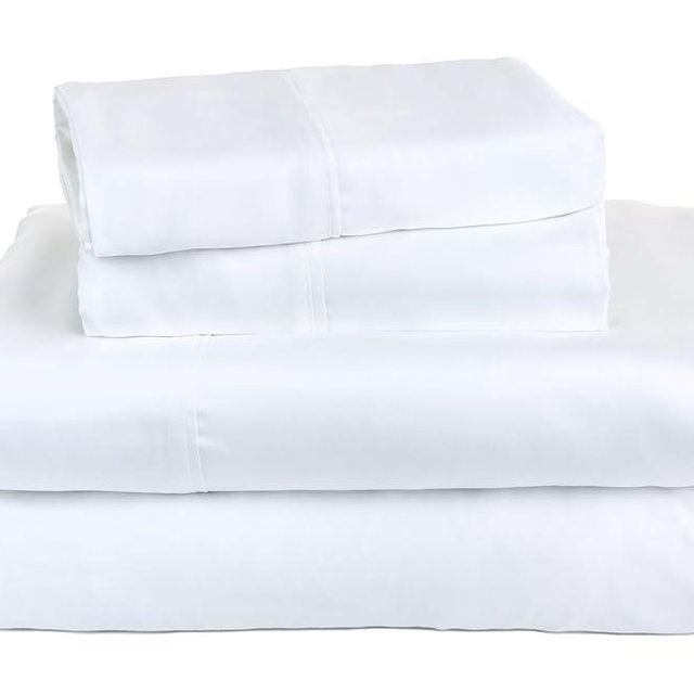BleuBully Bedding Luxury Sateen Sheet Set - 100% Modal, 400 Thread Count, Cooling, Buttery Soft, Eco-Friendly, Hypo-Allergenic, Pure Beech Sateen, 16" Deep Pockets (White, King (U.S. Standard))