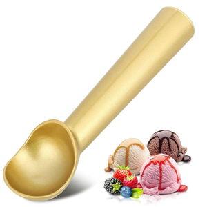 Ice Cream Scoop,7 inches Nonstick Anti-Freeze One Piece Aluminum Scooper Spoon, Heavy Duty Durable Design, Easy Clean, for Gelato, Cookie Dough, Sorbet, Almond (Gold)