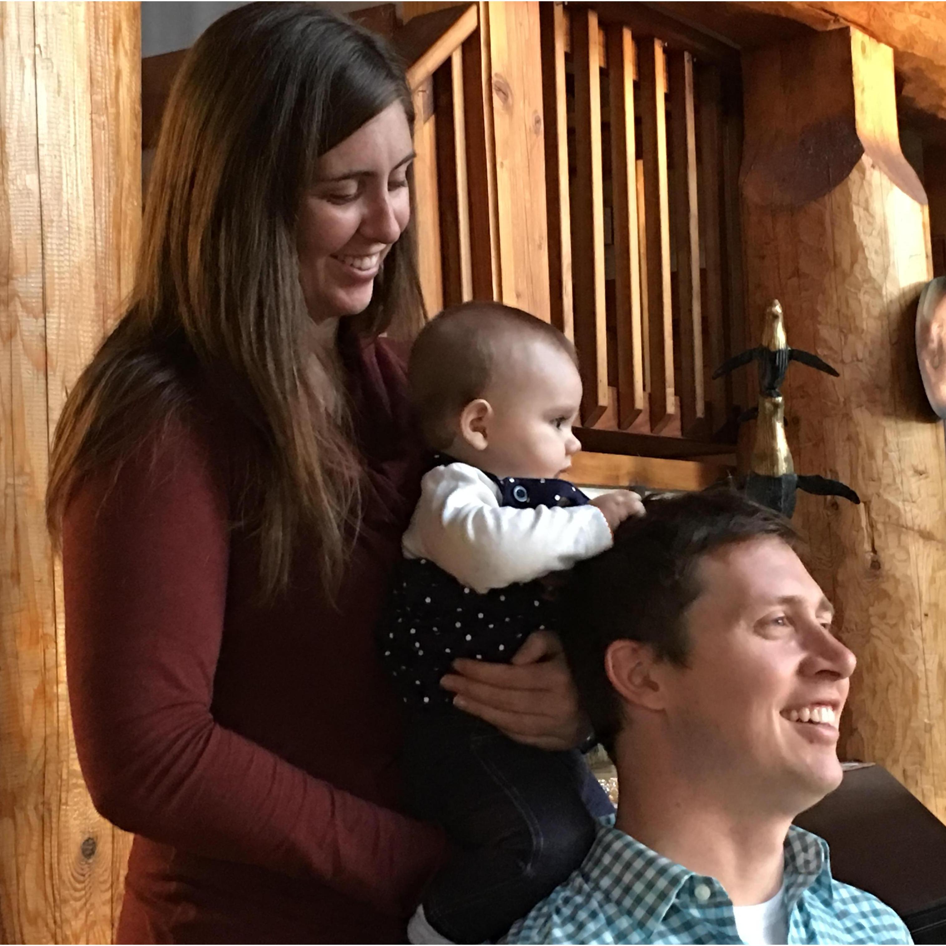 Shea's niece, Delilah, has been doing Dan's hair since she developed her "grasping" reflex.