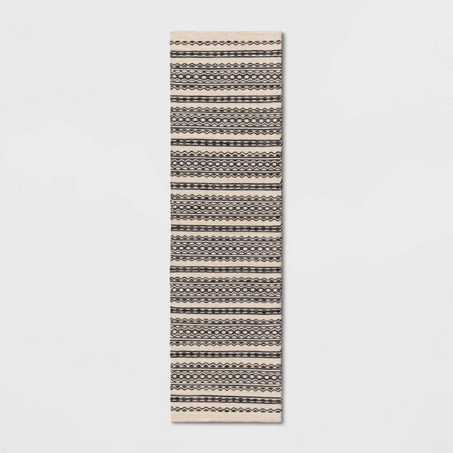 2'x7' Runner Norwalk Washable Striped Rug Black/Tan - Threshold™