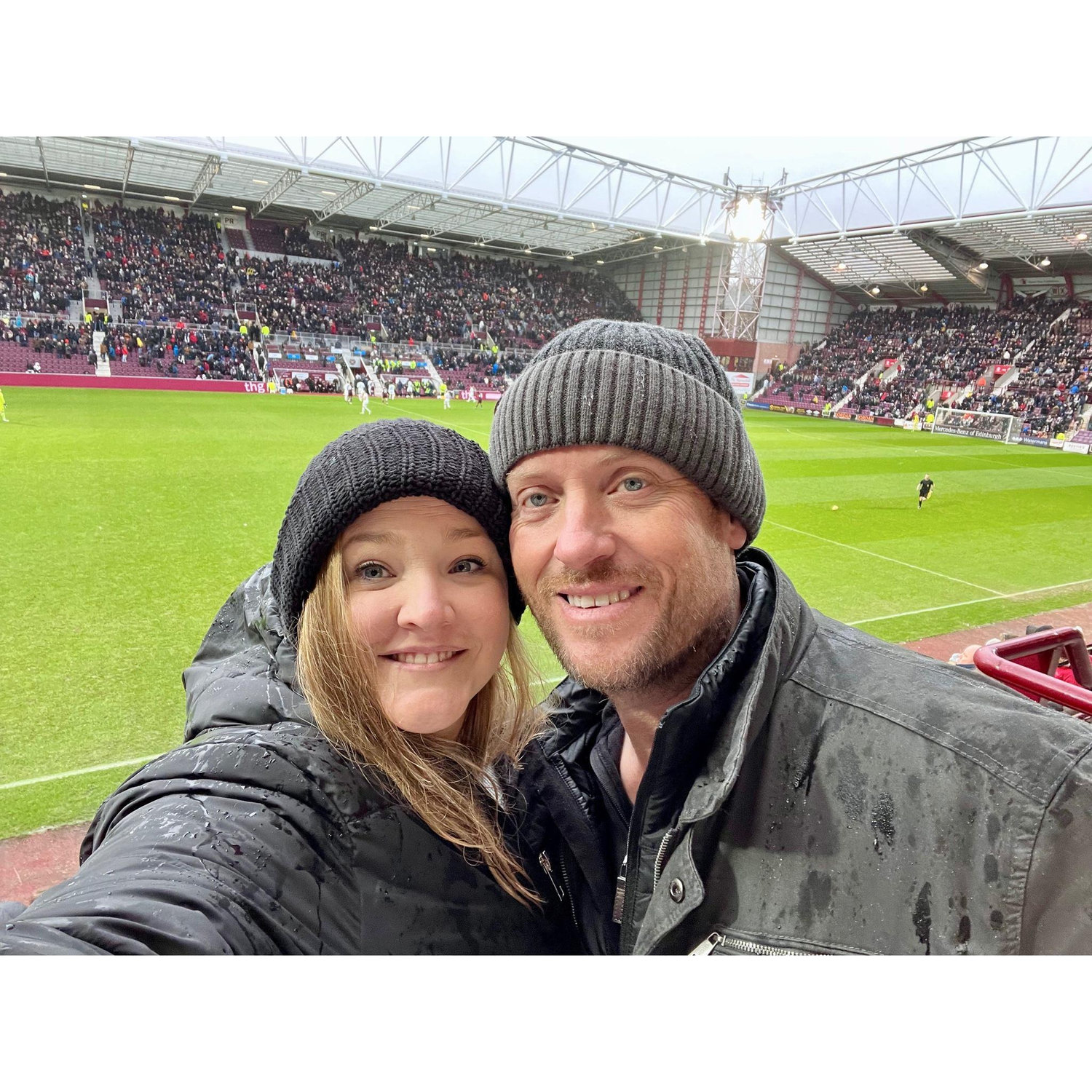 Hearts game in Scotland in the freezing rain 