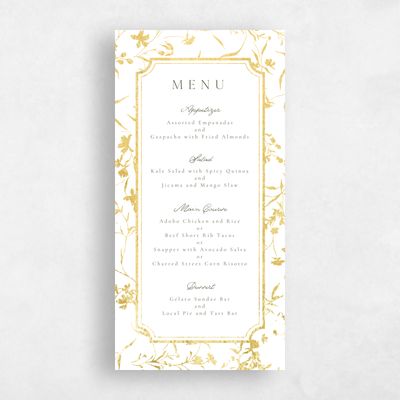 White Wedding Menu - Vasara Foil