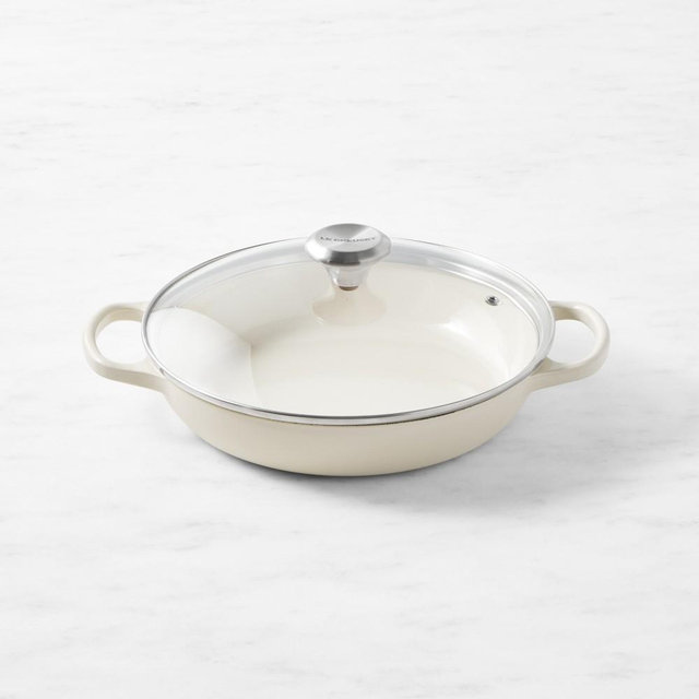 Le Creuset Signature Enameled Cast Iron Braiser with Glass Lid, 2 1/4-Qt., Brioche