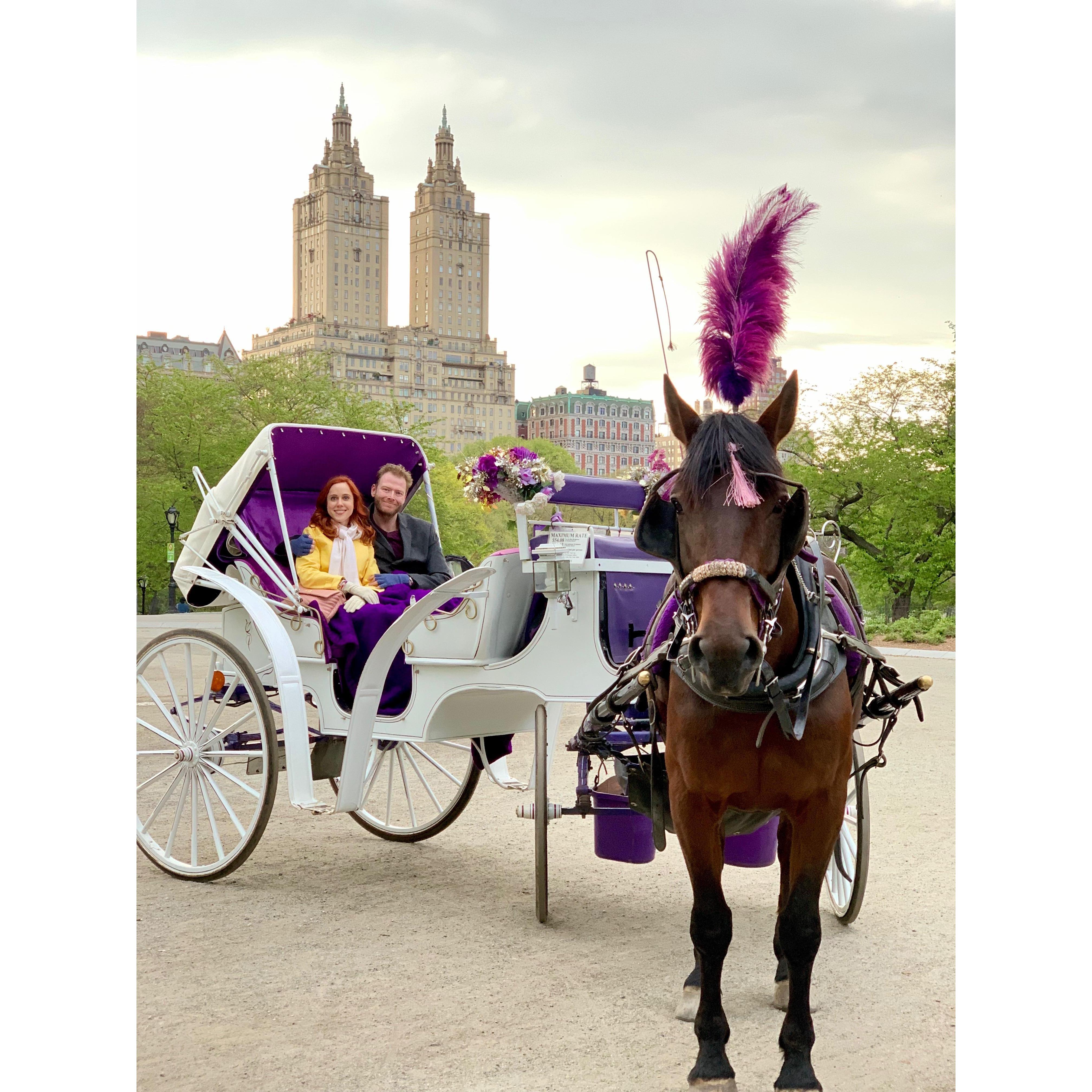 Our carriage ride in Central Park, New York, in April 2019.