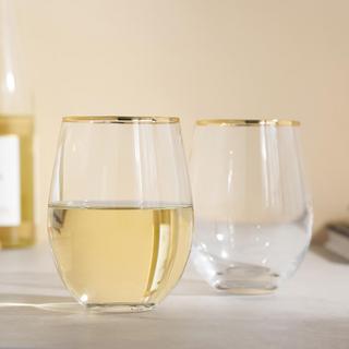 Gilded Stemless Wine Glass, Set of 2