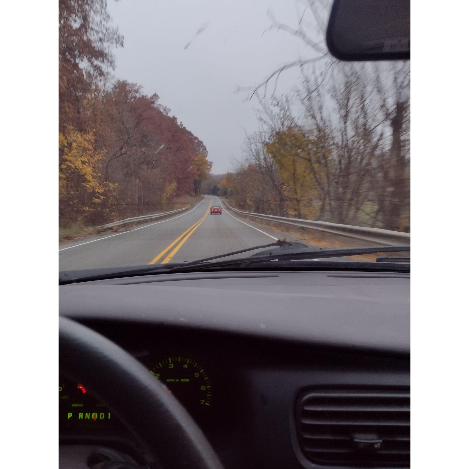 Driving back from the gym. A fun picture of Nick's Miata.