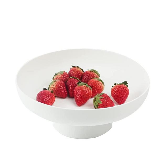 10.4 Inch Fruit Bowl , Fruit Bowl For Kitchen Counter, Pedestal Fruit Bowl For Table Countertop, Decorative Fruit Bowls For Home, White