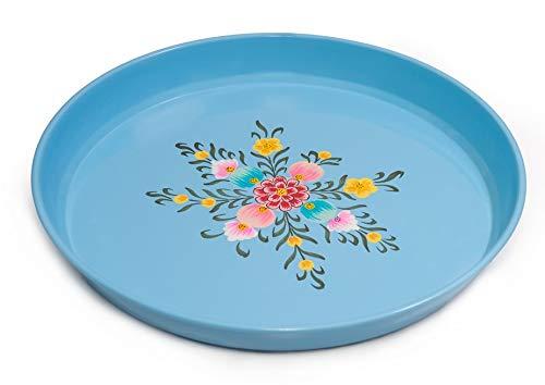 Hand Painted Decorative Serving Tray - Metal Platter Design by Indian Artisans, for Perfume or Makeup