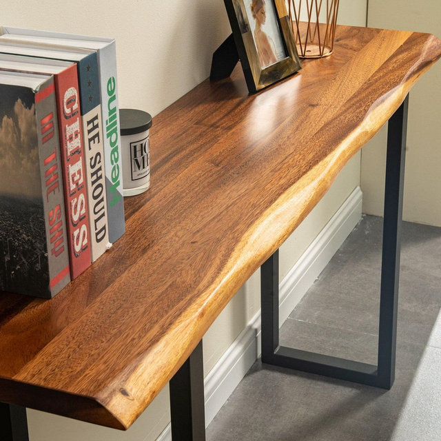 Console Table - U Shaped Legs, South American Walnut, Modern, Live Edge Table, Sofa Table with Storage, Wood Sofa Table, Contemporary Table