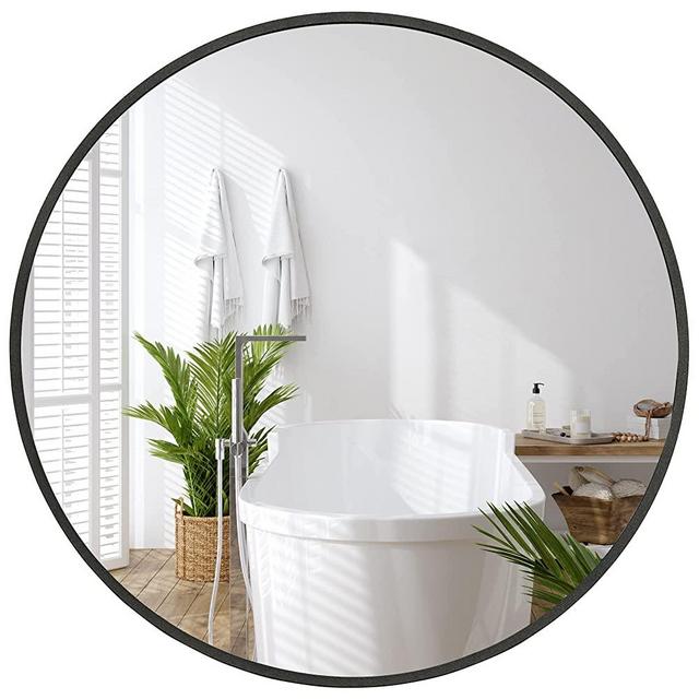 Americanflat Framed Black Round Mirror 32" - Circle Mirror for Bathroom, Bedroom, Entryway, Living Room - Large Circular Modern Mirror for Wall Decor