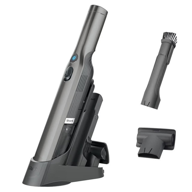 Shark WV201 WANDVAC Handheld Vacuum, Lightweight at 1.4 Pounds with Powerful Suction, Charging Dock, Single Touch Empty and Detachable Dust Cup,Graphite, Slate