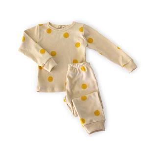 Mabo Kids organic cotton spotted pajamas - yellow dot