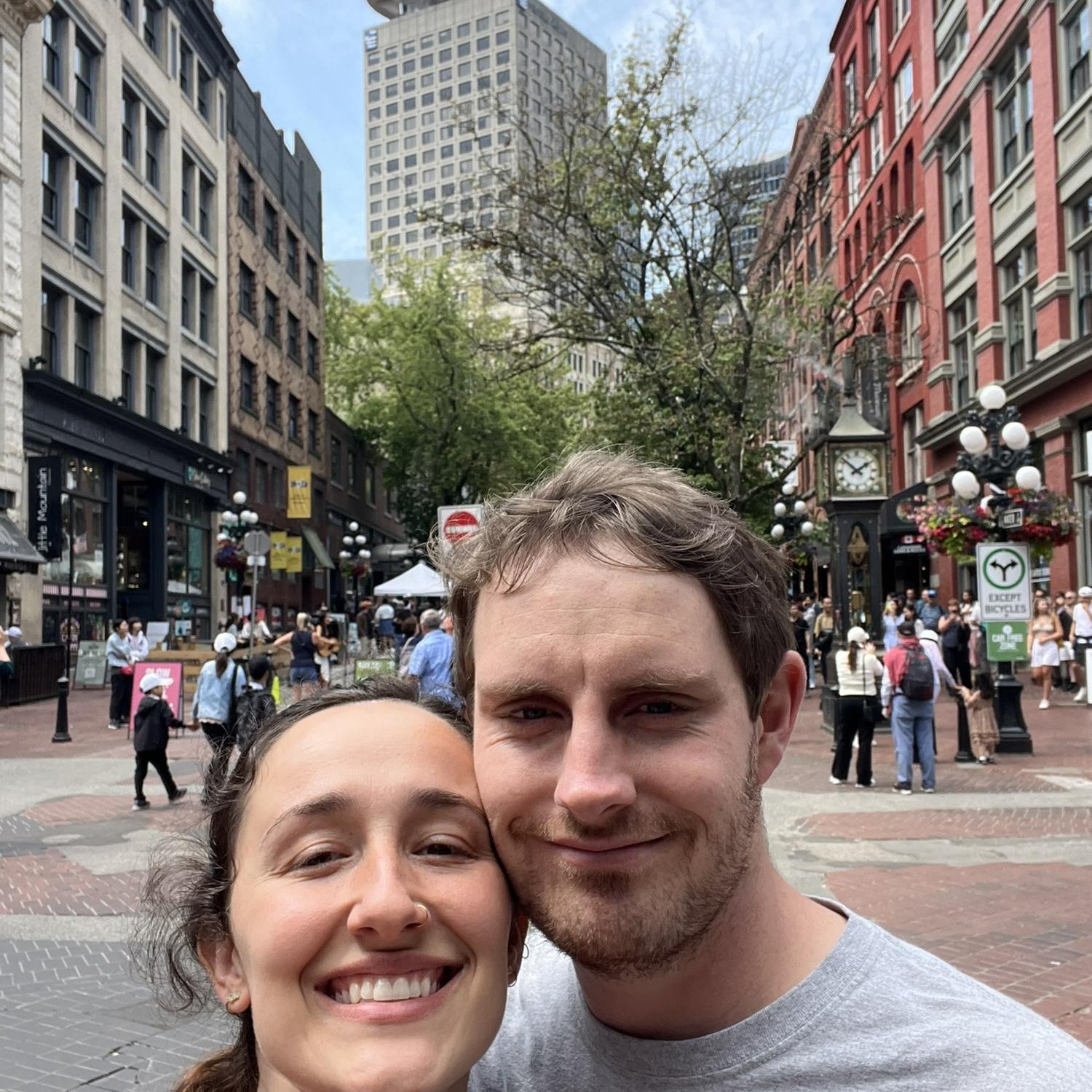 Summer 2024 in Vancouver. Spot the historic steam clock behind us!